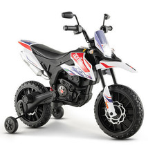 Aprilia Licensed Kids Ride On Motorcycle with 2 Training Wheels-White - Color:  - £177.56 GBP