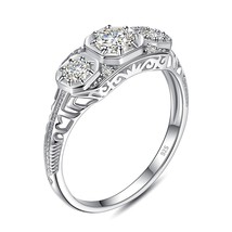 Pure 925 Silver 3 stone ring mossanite For Women With GRA Certificate Wedding En - £52.85 GBP