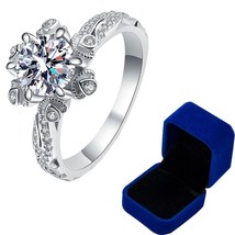 Real Moissanite Engagement Rings For Women Brilliant Round Diamond Ring Sterling - £51.15 GBP