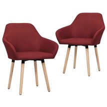 vidaXL Red Wine Fabric Dining Chairs Set of 2 Comfortable Upholstered Chair - $3,931.28 MXN