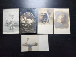 Antique 1907 Postcards Five Baby &amp; Toddlers Photos Undivided Rppc Kindergartner - £15.83 GBP