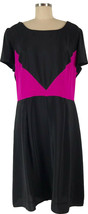 NWT AMANDA UPRICHARD 20 plus-sized SILK dress black with hot pink insets... - $135.79