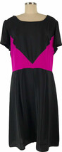 NWT AMANDA UPRICHARD 20 plus-sized SILK dress black with hot pink insets $260  - £108.80 GBP