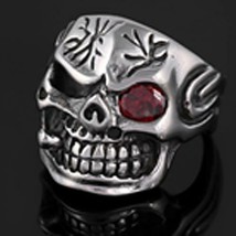 Skull Head W Cigar Stainless Steel Ring Size 10 Silver Metal S-522 Biker Unisex - £6.03 GBP