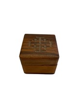 Box Olive Wood Rosary Cross Trinket Box Made in Bethlehem 2&quot; x 2&quot; x 1 1/2&quot; Vtg - £14.09 GBP