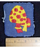 Mushroom Blue Jean Denim and Frog 70s Repair Patch Sew Washable - $2.97