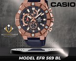 Casio edifice Men&#39;s chronograph stainless steel Leather watch EFR-569BL-... - $116.55