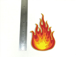 Cusmileshop Red Flame Fire Logo 4 Inch Embroidered Iron On Patch Burn Blaze Sign - £13.35 GBP