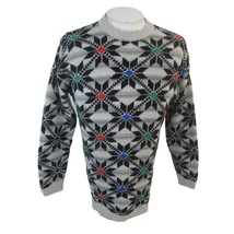 LizWear Women Sweater Christmas Geometric poinsettia vintage ugly unisex M gray - £19.48 GBP