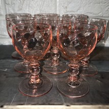 Vtg Set Of 8 Pink Depression Glass 4”Cordial Liqueur Shot Glasses - £66.51 GBP