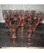 Vtg Set Of 8 Pink Depression Glass 4”Cordial Liqueur Shot Glasses - $114.17 CAD