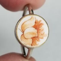 STERLING SILVER &amp; porcelain flower ring SIZE 6.5 womens "JL" .925 Estate... - $34.99