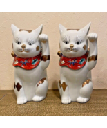 Japan Vintage Kutani Maneki Neko Beckoning Cat Good Luck Mascot 9.5&quot;  Pa... - £381.17 GBP