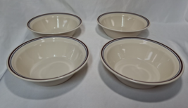 Vtg Corning Corelle Abundance 6 3/4&quot; Cereal/Soup Bowls Blue/Red Stripe, Set of 4 - £11.25 GBP