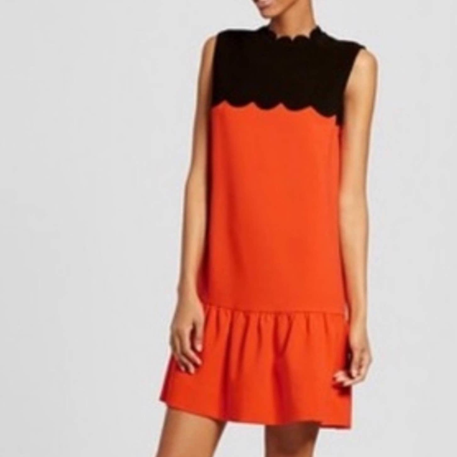 VICTORIA BECKHAM for Target Orange/Black scallop shift dress size XS - $33.87