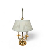 Vintage Bouillotte Brass Table Lamp Serpentine Candlestick Horn Gold 2 Arm - £178.48 GBP