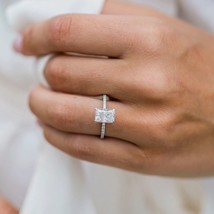 Art Deco Ring 2.43 Ct Radiant Cut Engagement Ring Hidden Halo Ring Wedding Ring - £94.61 GBP