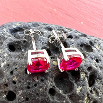 925 Sterling Silver Natural Certified Handmade 10 Ct Ruby stone Antique Earrings - £46.77 GBP