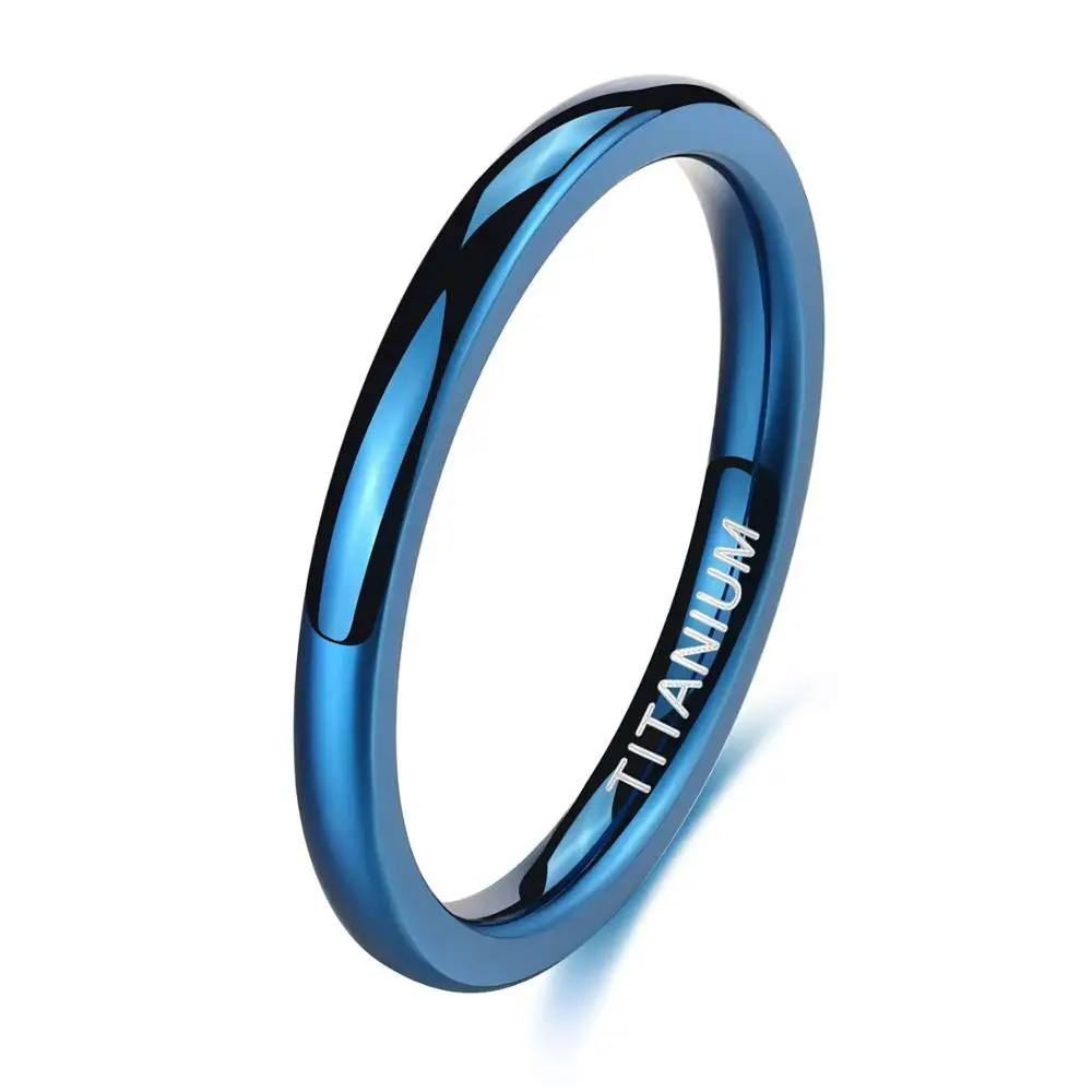 Somen 2mm Rings For Women Blue Slim Titanium Ring Female Engagement Wedd... - $34.16