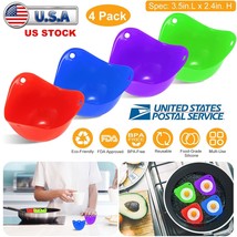 4pcs Silicone Egg Poacher Cup Colored Poaching Pod Mould Pan Poach Cooking - £18.87 GBP