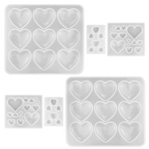 6 Pieces Heart Shaped Resin Molds Heart Shape Epoxy Mold Heart-Shaped Re... - $25.99
