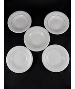 Gibson Golden Embrace Soup Bowls with embossed curves Set of 5 Gold Trim - $21.69 CAD