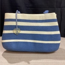 Liz Claiborne SKU 343 Womens Blue White Striped Shoulder Bag Anchor Charm - £14.83 GBP