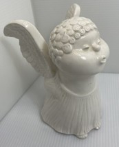 Vintage Fitz and Floyd Angel Candle Holder 1976 White Curly Haired Cheru... - $12.19