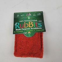 Loofah Clean Up RubBits Natural Loofah Scrubber 4&quot; x 3&quot; Red New - £3.02 GBP