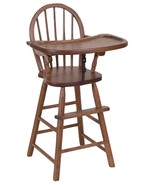 BOW BACK HIGH CHAIR - Solid Oak Child Booster Seat & Tray - Amish Handmade USA - $407.99