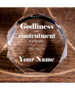 1 Timothy 6:6 Godliness Octagonal Crystal Puck Personalized Religious Pr... - £50.80 GBP