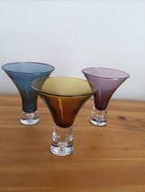 Set Of 3 Bubble Bottom Martini Shot  Translucent Glasses Bar Drinking Glasses - £14.90 GBP