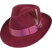 Mens Bruno Capelo Hat Australian Wool Fedora Teardrop Crown Fabio FB226 Burgundy image 2
