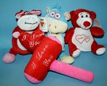 Mardi Gras Valentines Lot Plush Appeal Stuffed Animal Cow Monkey Bear So... - $12.77