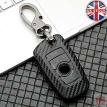 carbon fiber pattern key cover case compatible for bmw 5 e90 f10 f20 f30... - £19.53 GBP