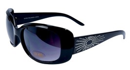 Women Sunglasses Black Wrap Around Frame Oversize UV 400 Black Lens  - £11.75 GBP
