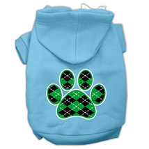 Argyle Paw Green Print Pet Hoodie in Baby Blue - 3XL - $35.59