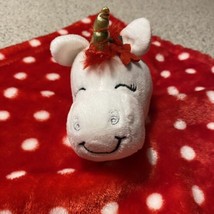 Hudson Baby HB Unicorn Christmas Red  Lovey White Polka Dots Gold Horn NWOT - £12.69 GBP