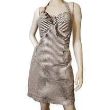 KIM ROGERS Dress Pin Stripe Signature 80&#39;s VINTAGE Halter Bow Sweetheart... - £64.72 GBP