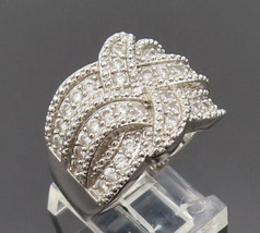 925 Sterling Silver - Vintage Swirly Breaded Topaz Band Ring Sz 10.5 - R... - £48.23 GBP