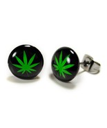 STAINLESS STEEL POST EARRINGS MARIJUANA LEAF Pot Cannabis Weed Pair Stud... - $12.56 CAD