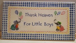 Thank Heaven For Little Boys Pressed Wood Wall Art Sign Elephants Balloons FS - £17.97 GBP