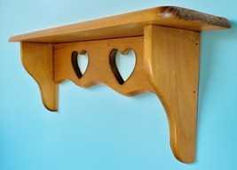 Handmade Solid Wood Heart Cut Out Wall Hanging Decor Shelf 18&quot;L 4&quot;D Coun... - $74.24