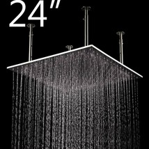 24&quot; Square Ceiling Mount Rainfall LED Shower Head Gold Top Sprayer - £488.41 GBP