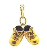 Vintage 14K Gold 3D Baby Shoes Booties Charm Pendant 1930s - £234.63 GBP