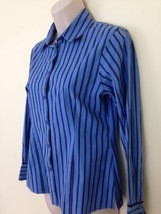 Pendleton Womens 8 Petite Blue Stripe Button Front Top Blouse Shirt - $9.90