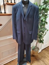 Stacy Adams Men&#39;s Blue Lined Polyester Single Breasted Two Piece Suits Size 45L - £51.95 GBP