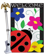 Spring Ladybug - Applique Decorative Aluminum Pole &amp; Bracket House Flag ... - £69.51 GBP