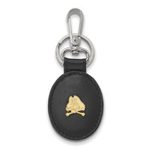 SS w/GP East Carolina U Black Leather Oval Key Chain - £47.96 GBP