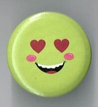 smiling face 1" pin back button Pinback Green - $9.85